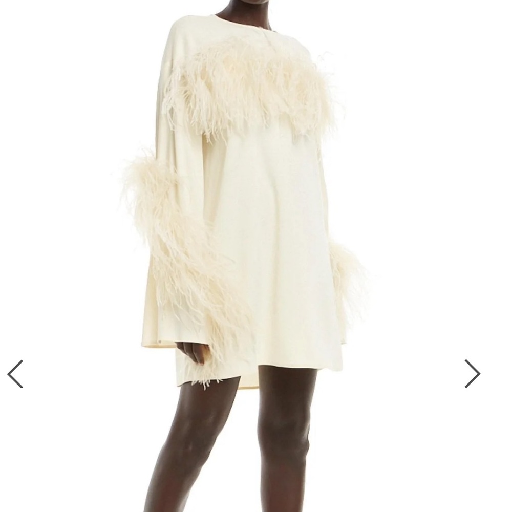 LaPointe Ivory/White/Cream Feather Dress